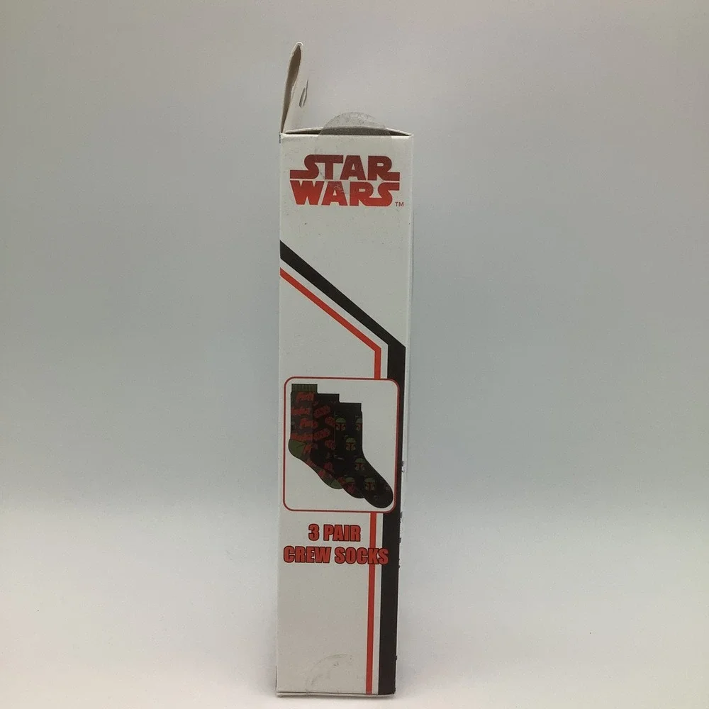 Star Wars Boba Fett 3 Pair Crew Socks Disney Shoe Size‎ 6-12 New